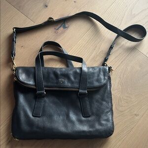 Fossil Black Leather Messenger Bag